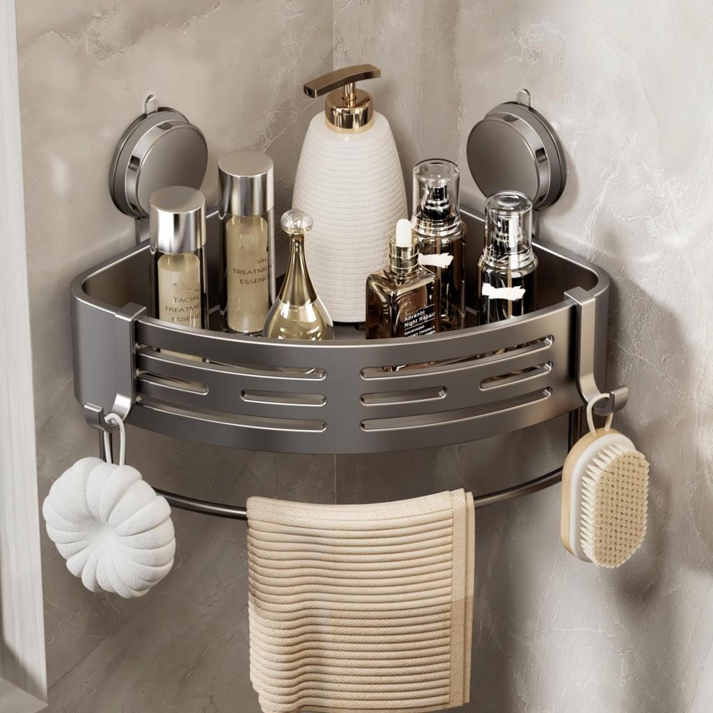 Corner Shower Caddy Suction Cup Shower Shelf Corner No Drilling Bathroom Shower Organizer Storage Rack Adhesive .
