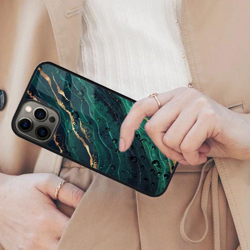Gold Indigo Faux Malachite Magnetic Phone Case For APPLE iPhone 17 Air 16 14 13 12 Pro Max 15 Plus Wireless Charge MagSafe Cover