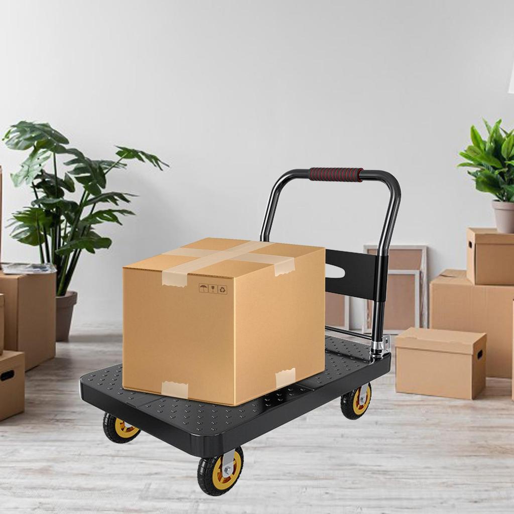 Steel Foldable Push Cart Dolly Platform Truck for Restaurants, Home