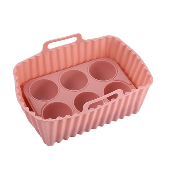 Air Fryer Liners Silicone Baking Tray Rectangular Non-Stick Mold for Cakes Jelly Pudding Dishwasher Safe Air Fryer Accessories