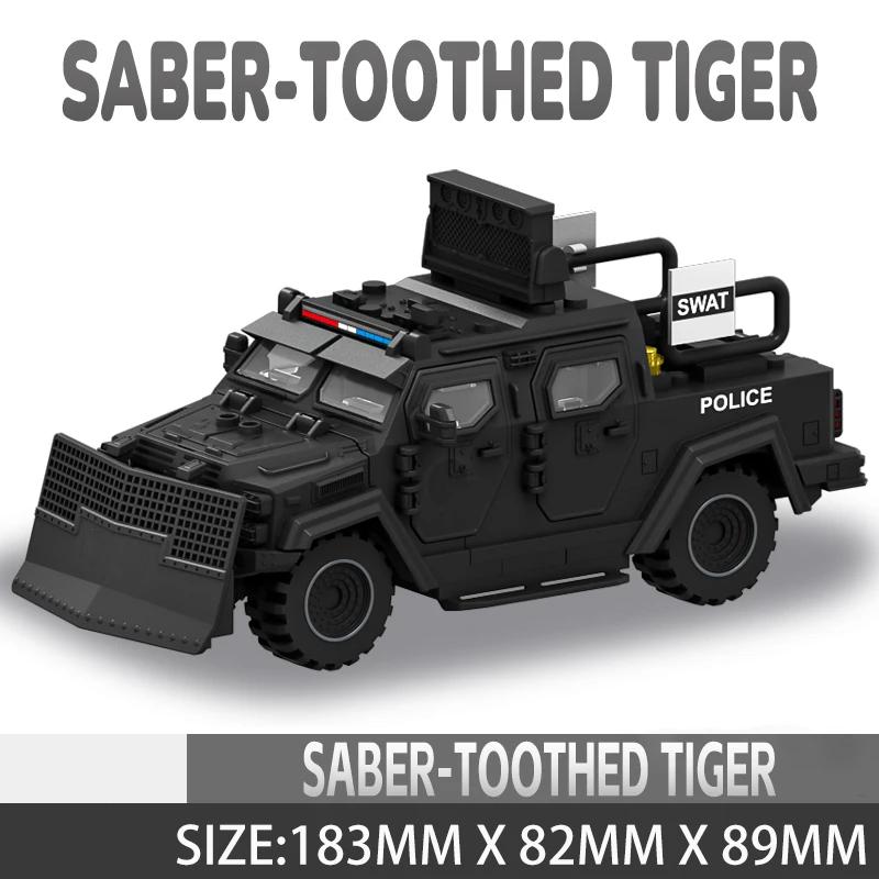 Special Police Explosive Brontosaurus Armored Vehicle Military Police Assembly Model Building Blocks Off-road Car Toy Car Boy