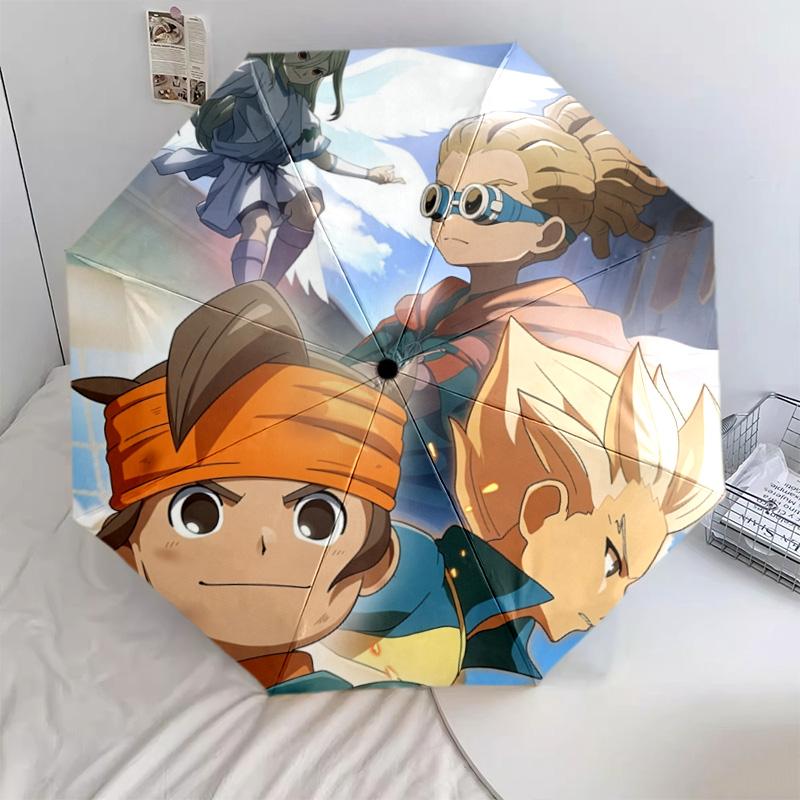 Inazuma Eleven  pattern, automatic folding umbrella, portable and foldable design, 8 ribs, a Christmas or birthday gift.