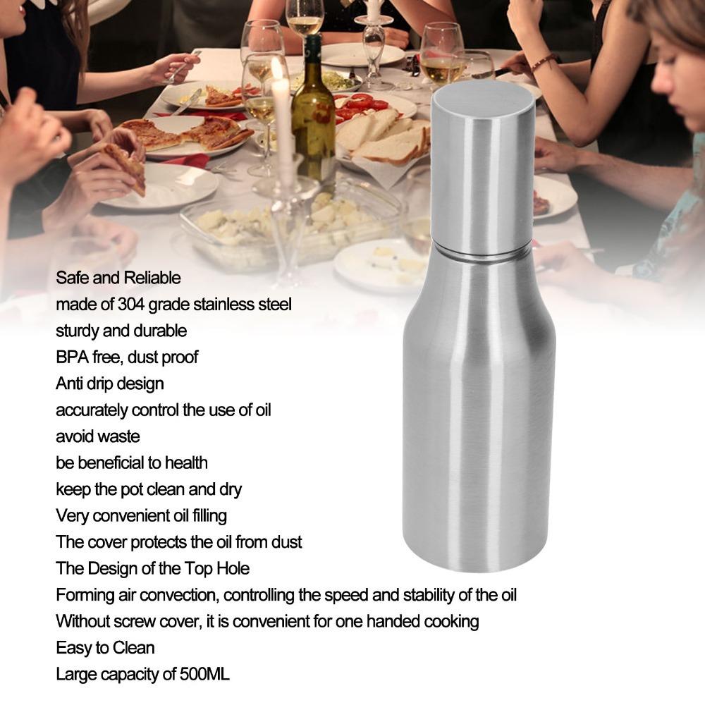 500ml Capaciteit Olijfolie Decanteerfles 304 Roestvrij Staal Olie Karaf Dispenser Keuken