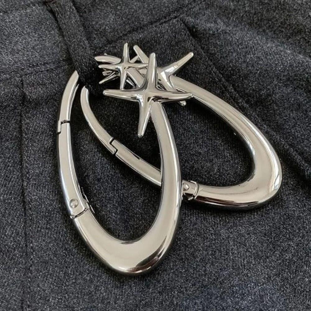 Bag Charm Punk Star Keychain Belt Buckle Star Key Ring Y2K Oval Carabiner  Backpack Decor