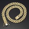 Mode Hip Hop Quadratisch 14MM Cuban Link Halskette Herren Goldfarbe Damen Strass Iced Out Cubanische Kette Punk Schmuck Halsketten Geschenk