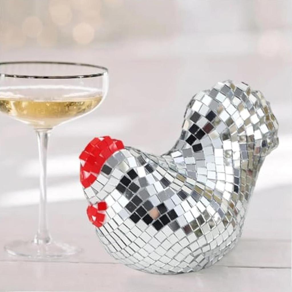 Spiegelkugel Acryl Hühnerfigur Reflektierendes Acryl Sammlerstück Tanzparty Dekoration für Hochzeit Thanksgiving Feiertag