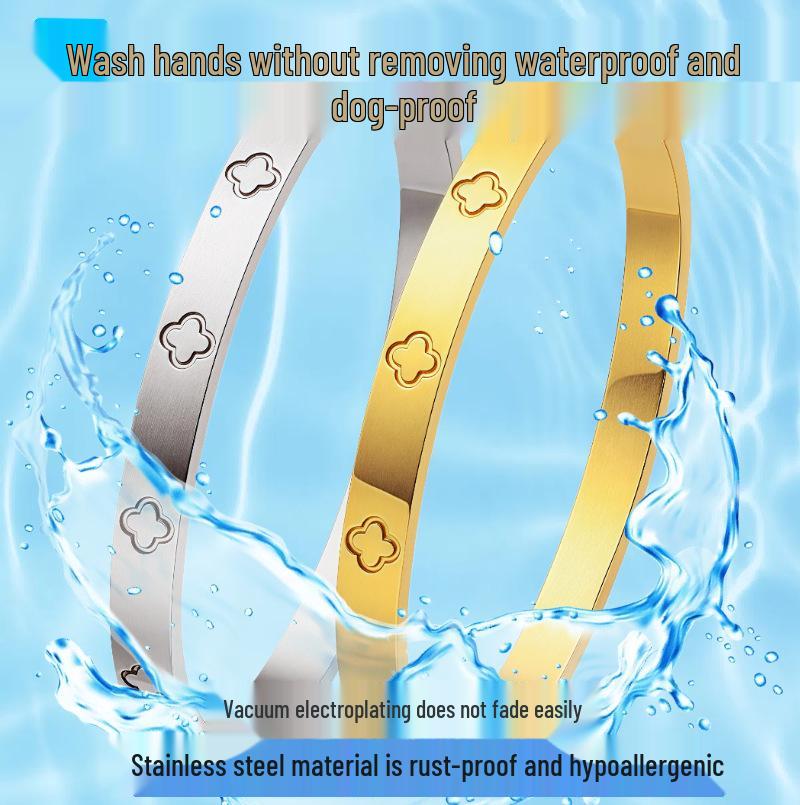 Women's Titanium Steel Four-Leaf Clover Bracelet - Elegant, Non-Fading, Fashionable Stainless Steel Jewelry