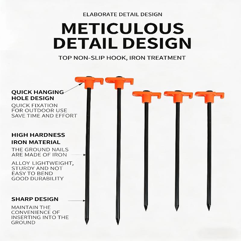 Fluorescent Outdoor Tent Peg 25cm Glow Camping Stakes Heavy Duty Ground Nails for Shelter Hiking Secure Fastening 10pcs