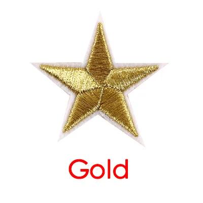 10 Stück 9 Farben Silber Gold Aufkleber Kleidung 5 Sterne Gestickte Applikation Aufbügel-Flicken Für Kleidung Militärisches Motiv Armeebzeichen