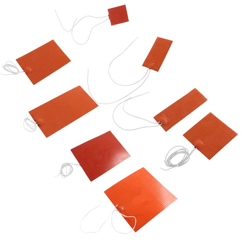 5V 12V 24V 220V Universal Silicone Heating Pad Waterproof Flexible Rubber Heater Mat with Adhesive for 3D Printer Heated Bed Engine Oil Pan Tank