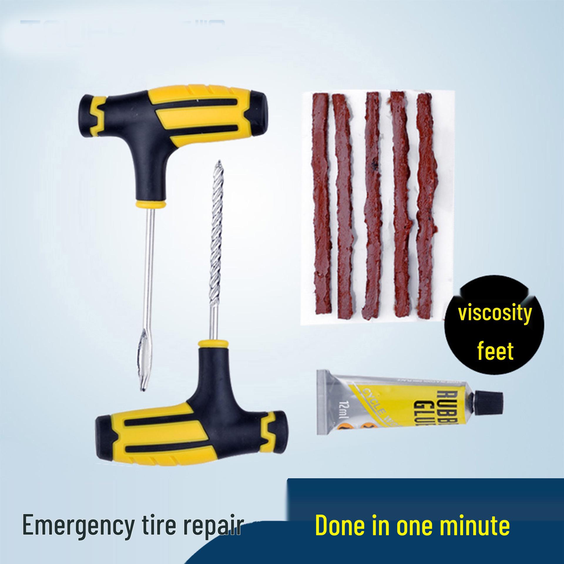 

Quick Tool Electric Vehicle & Motorcycle Tire Repair Kit with Vacuum and Emergency Glue