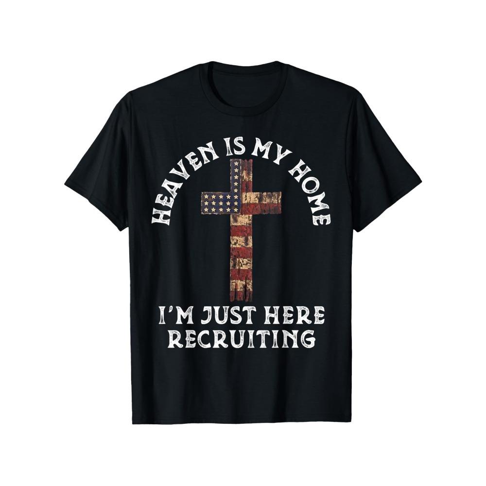 Heaven Is My Home Graphic T-Shirt, 100% Cotton Crew Neck Short Sleeve Tee, Casual Christian Printed Top with Heat Transfer S разноцветный
