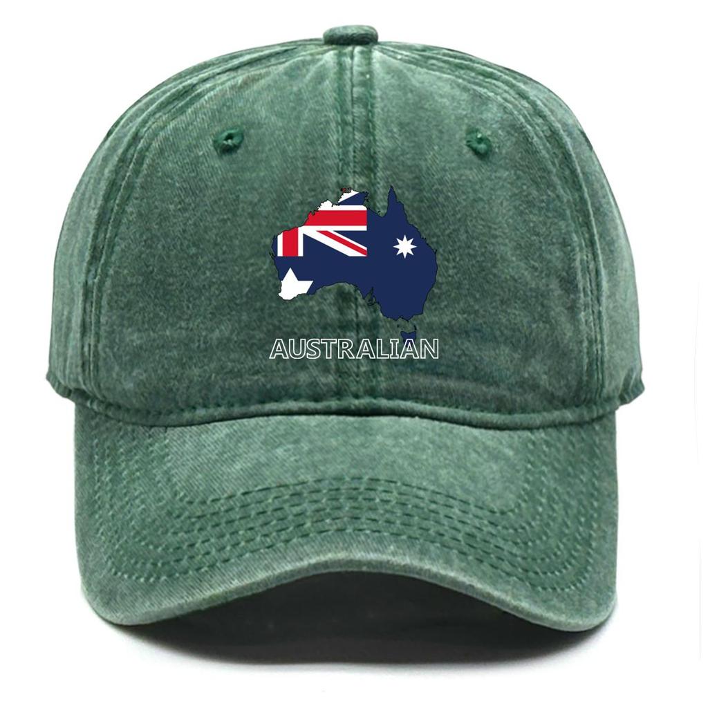 Map Flag of Australia Print Snapback Baseball Cap, Patriotic Flat Cap Retro Headwear Breathable Sunshade Adjustable Baseball Hat