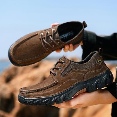 Outdoor Man Genuine Leather Sneakers Shoes Fashion Casual Luxury Designer Hiking Handmade Leather Casual Antiskid Men Shoes