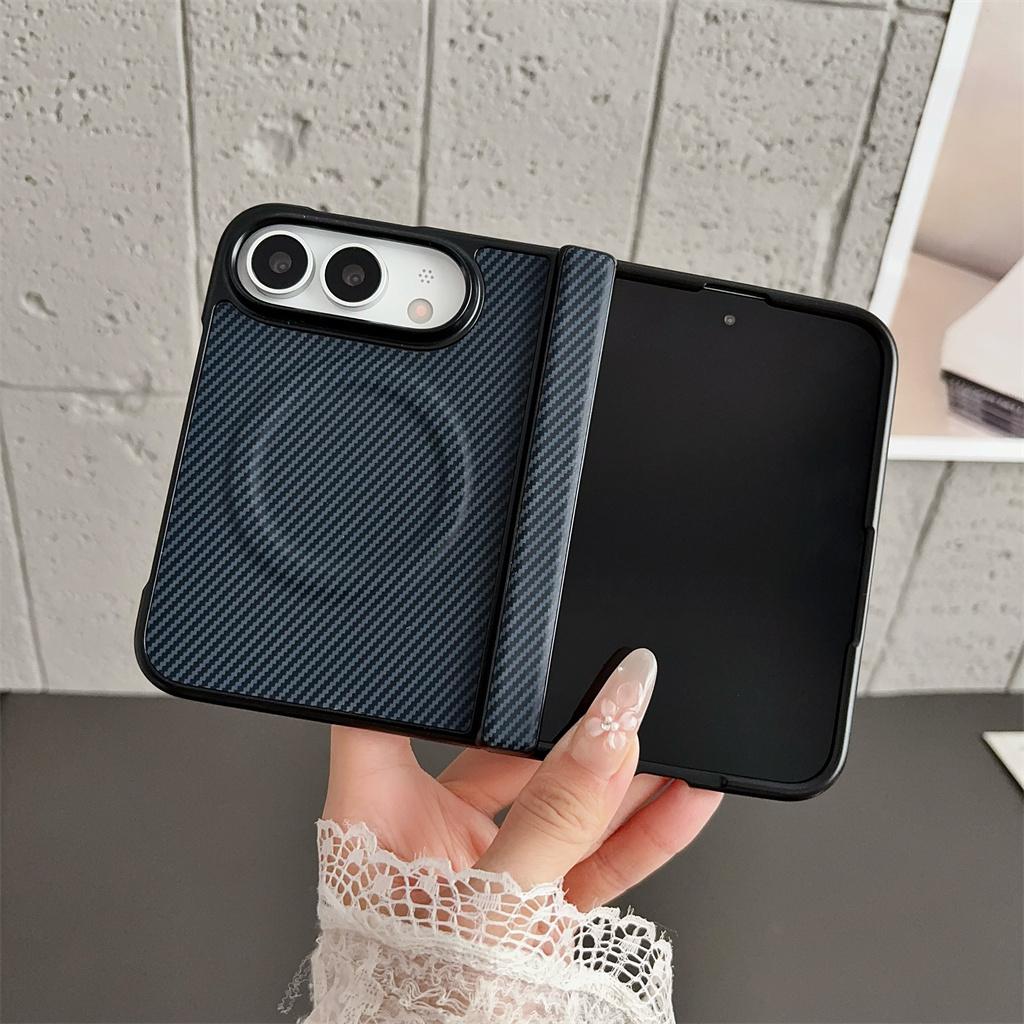 Luxury Magnetic Phone Case with Hinge Protective For Apple iPhone Ultra 18 Fold Wireless Charging Carbon Fiber Shockproof Cover