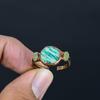 Amazonite Handmade Gemstone Ring, Copper Electroformed Ring Antique Jewelry, Adjustable Ring Engagement Gift