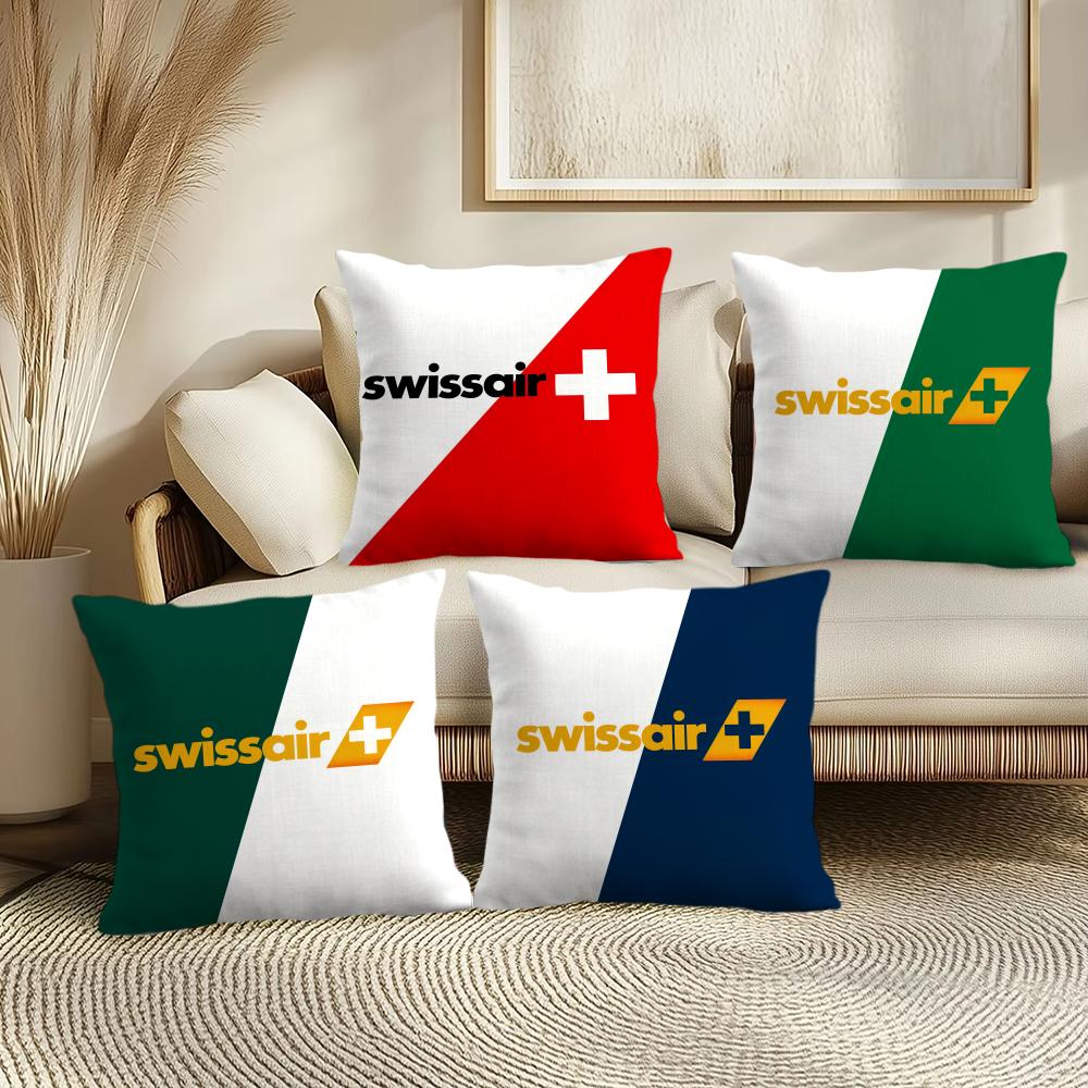 S-Swissair Cushion Cover Soft Short Plush Pillow Cover Smooth Cozy Texture Aesthetic Cushion Case Home Decor