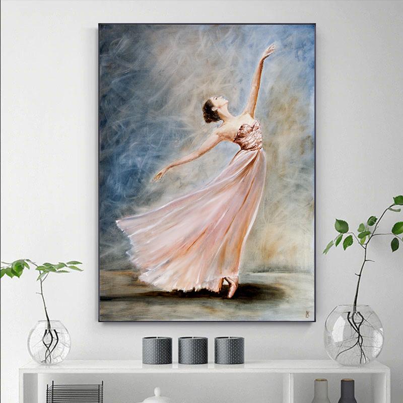 

Сучасна дівчина, танцююча фігура, олійний живопис на полотні, настінне мистецтво, романтична танцівниця, наречена для спальні, вітальні, домашнього декору Куадрос 21x30cm No Framed