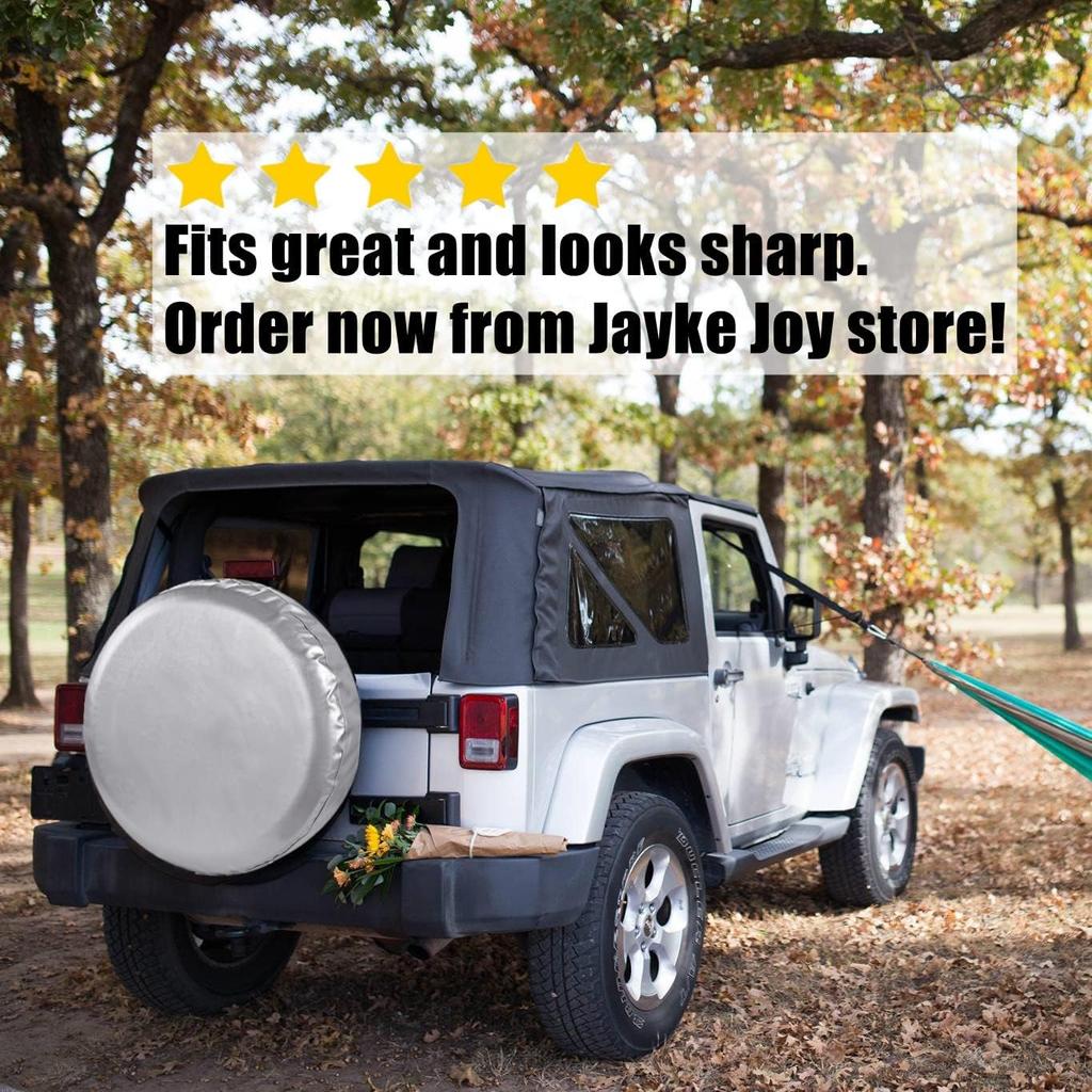 Spare Tire Cover, Silver Wheel Cover PVC Leather Waterproof Dust-Proof Universal Fit For Jeep Trailer RV SUV Camper Vehicle (15 Inch)