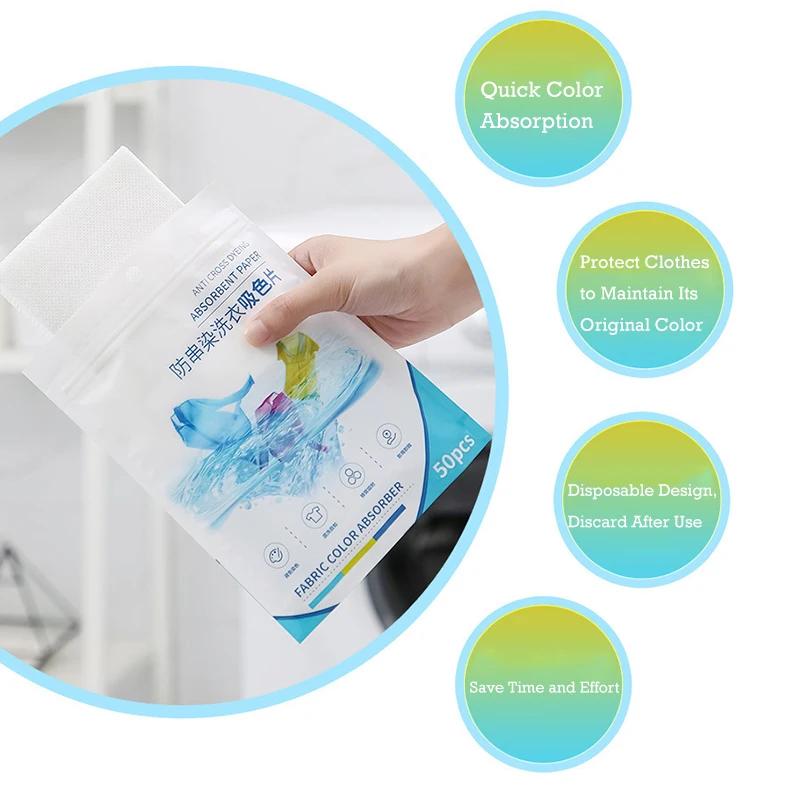 50/100/200 SZT. Chłonne Papierowe Tableтки do Prania Zapobiegające Farbowaniu Do Pralki Czyste Ubrania Arkusze Wyłapujące Kolor