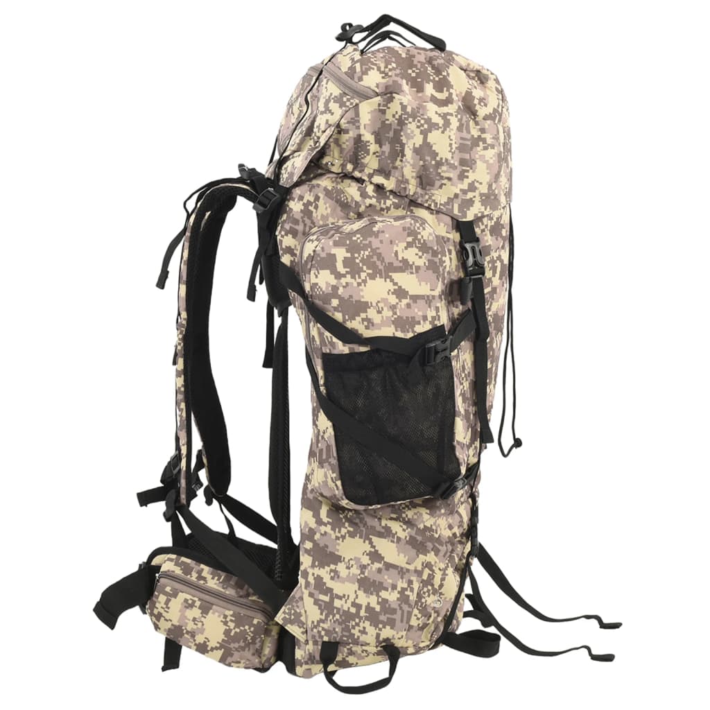 Vidaxl Plecak Turystyczny, Camelowo-Brązowe Moro, 80 L, Tkanina Oxford