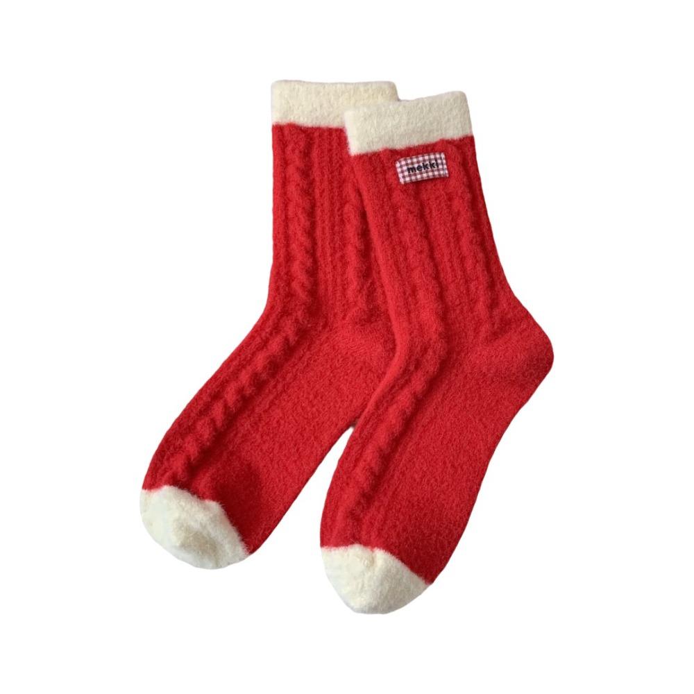 Cute Horse Pattern Socks Warm New Year Socks Striped Socks Women's Socks  Winter Season