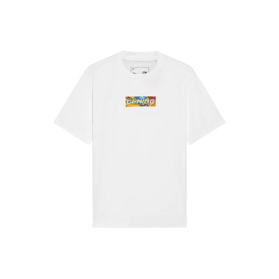 Li Ning Sports Fashion Series Logo Letter Print Short Sleeve T-Shirt Unisex Tops White AHSS565-1