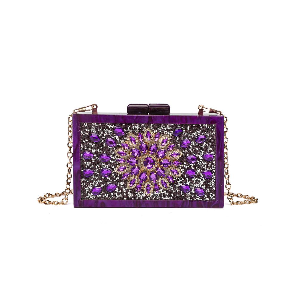 New European and American Popular Banquet Bag, Water Brick Wedding Cheongsam, High-end Feeling, Brick Inlaid Hand-held Crossbody Bag