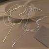 Womens Geometric Elegant Titanium Steel Chain Necklace With Luxe Tassel Features For Versatile Wear