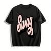 Swag Buchstaben Druck Lässiges T-Shirt Unisex Street Style Lockerer Schnitt Rundhals Komfort Top Reines Baumwoll-T-Shirt