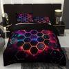 3-Piece Soft with Soft Fabric Duvet Cover Set Breathable Al-Season Honeycomb Hexagon Machine Washable High Definition Digital Print Beding Set