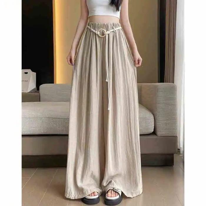 Large Size Wide-leg Pants Versatile Women's 2026 Spring and Summer Thin High Waist Drape Loose and Thin Lazy Style Casual.