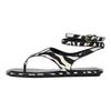 Pendler Leichte Offene Tierprint Kunstleder Flache Slide Sandalen Damen Sandalen Schwarz Weiß 13622510194