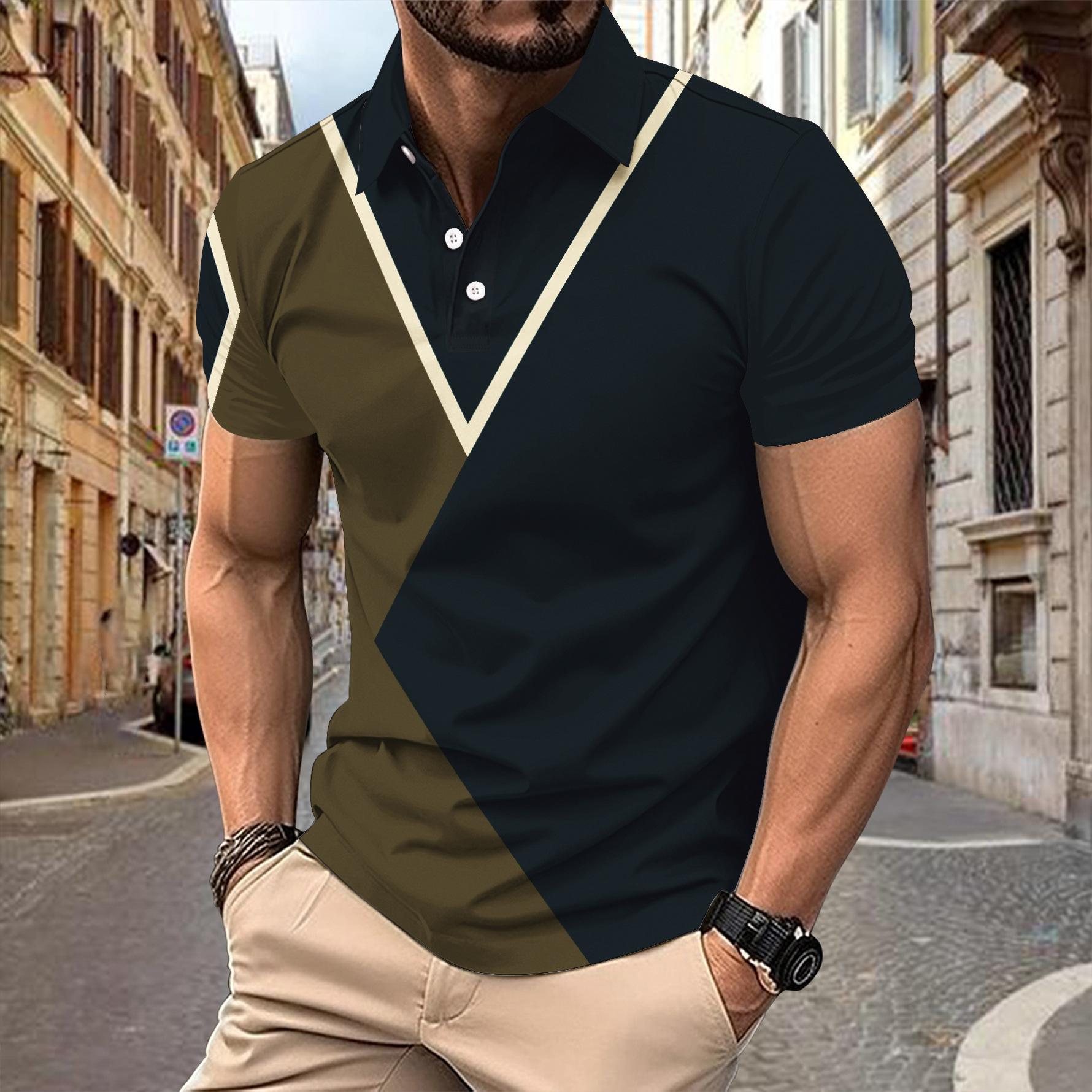 

Мужская летняя футболка с короткими рукавами и цветным принтом, поло XXXL тёмно-синий