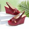 2025 Peep Toe Women's Sandals New Buckle Strap Summer Plus Size Elegant Casual Comfortable Super High Wedge Sandals