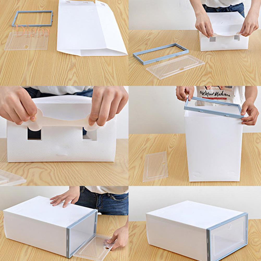 VANA HOME DECOR Stapelbarer staubdichter transparenter Klapp-Schuhaufbewahrungsbox-Organizer