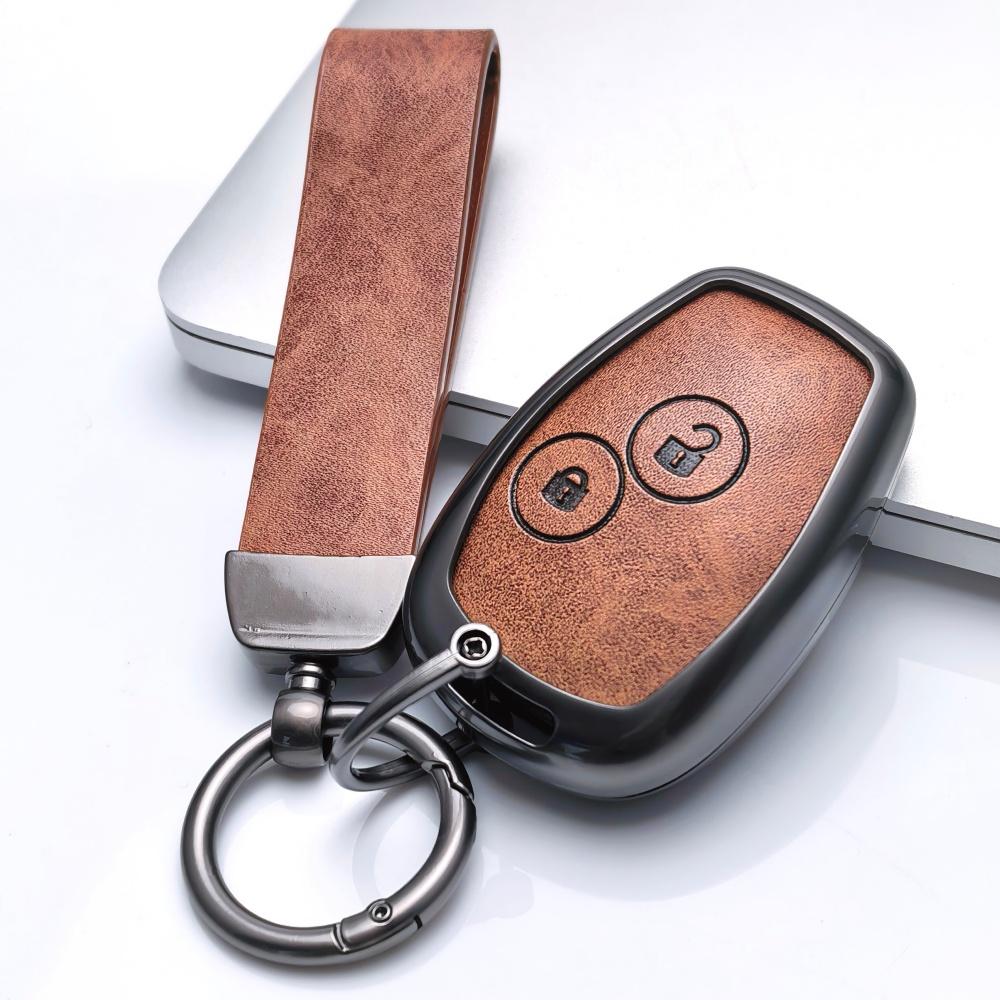 

Zinc Alloy Leather For Renault Traffic Logan 2 Vivaro Primastar Movano Nissan Terrano Benz Smart Fortwo 2 Buttons Key Case Fob