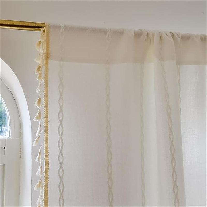 Home Door Curtain for Doorway, Light-filtering Privacy Curtain Bohemian Embroidered Curtain Decoration, Suitable for Temporary Room Dividers,