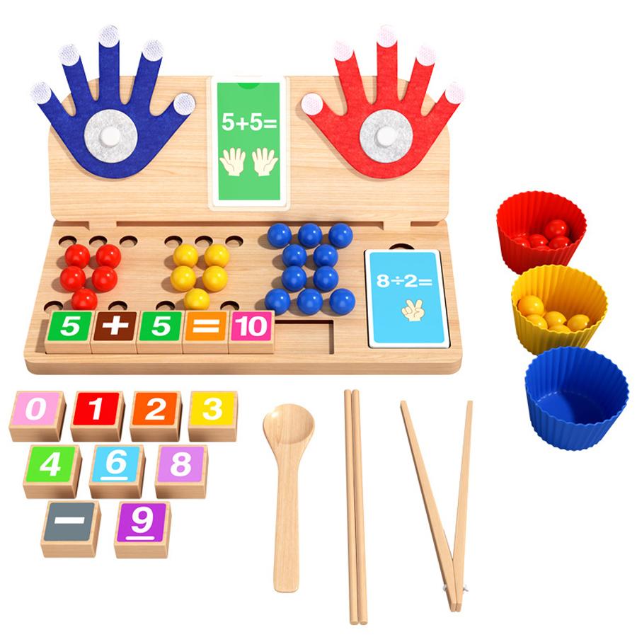 

Montessori Math Learning Toy Wooden Counting Game Kids Addition Subtraction Fine Motor Training Education Toy Gifts