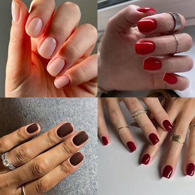 Nail Patch Classic Solid Color Monochrome Nail Art False Nail Rectangle Nail Type Wearing Nail Patch