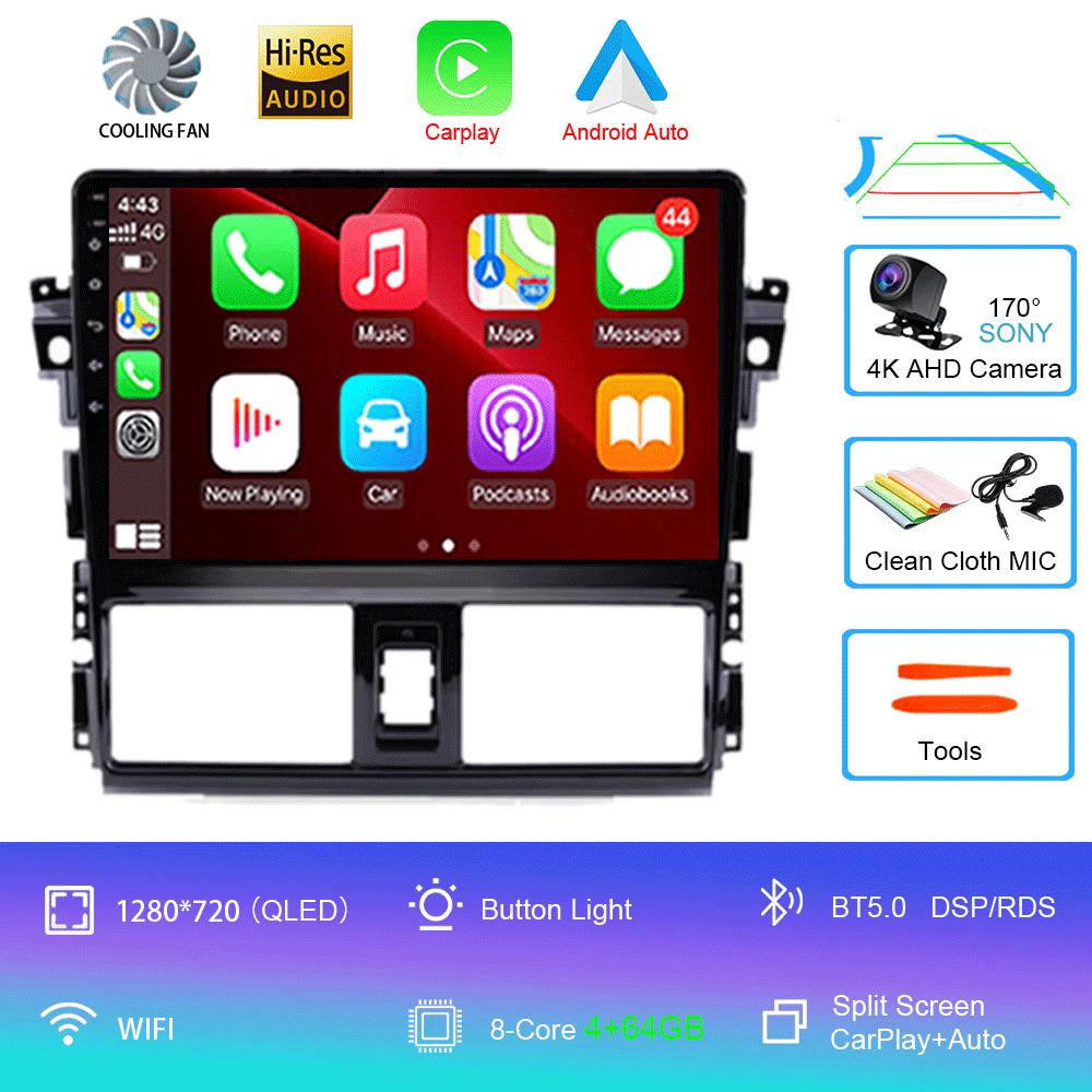 Android 14 For TOYOTA VIOS YARIS 2013 2014 2015 2016 Multimedia Video Player Car Radio GPS Navigation NO DVD 2 Din Carplay New