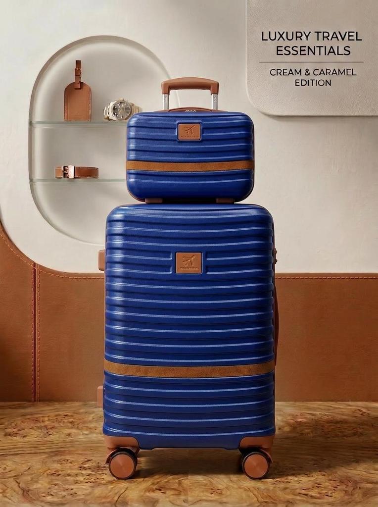 ABS+PC Expandable Trolley Case Set: Three-Piece Layered Storage Carry-on Suitcase for Travel.