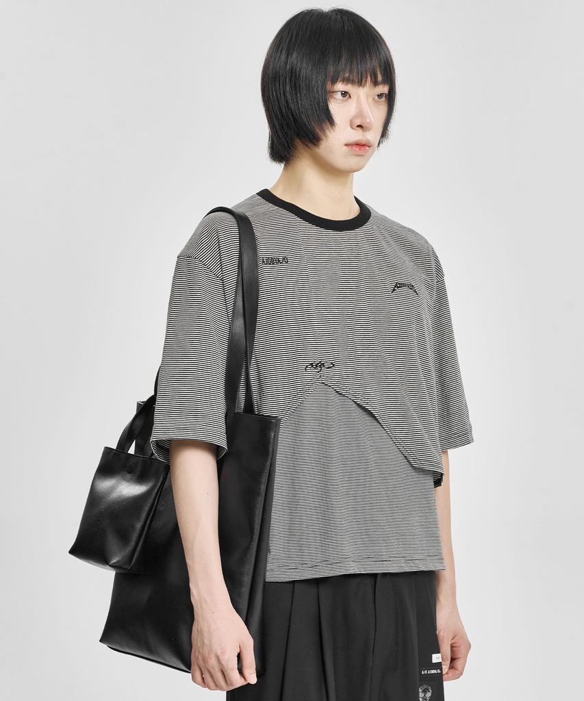 Ajobyajo Vegan Leather Dual Tote Bag [Black]