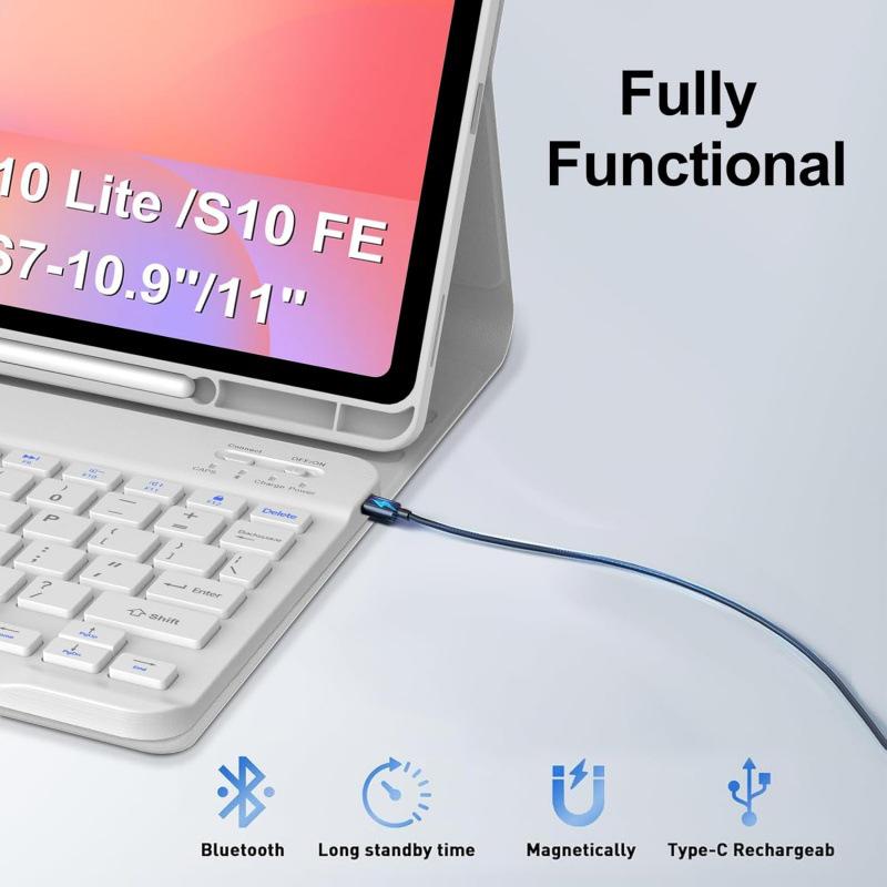 Samsung S10 Lite Bluetooth Keyboard Case A11+ with S9FE Tablet Shell & S11 Ultra Magnetic Split Cover