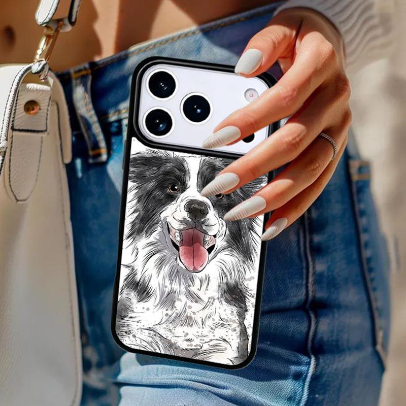 Cartoon Border Collie Phone Case For iPhone 17 Air 14 15 13 12 Max Cover For Apple 14 15 16 16e 11 Pro Max Plus Coque
