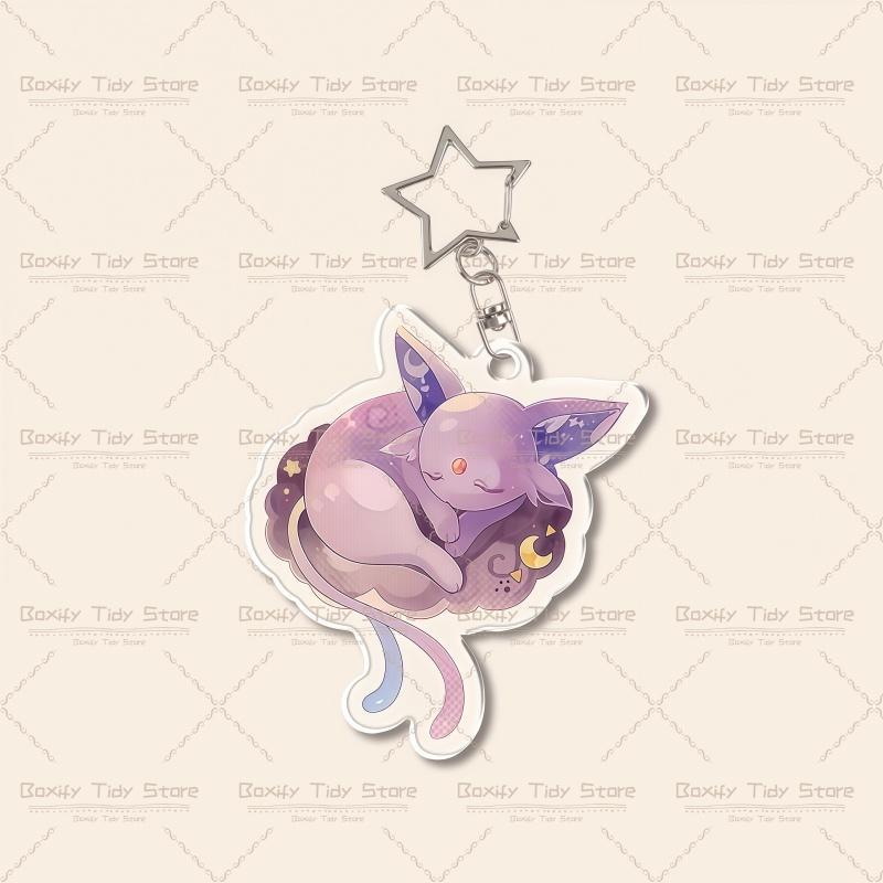 Kawaii Sleeping Sylveon Leafeon Vaporeon Glaceon Espeon Eevee Umbreon Acrylic Keychain Anime Cartoon Keyring Bag Pendant Gift