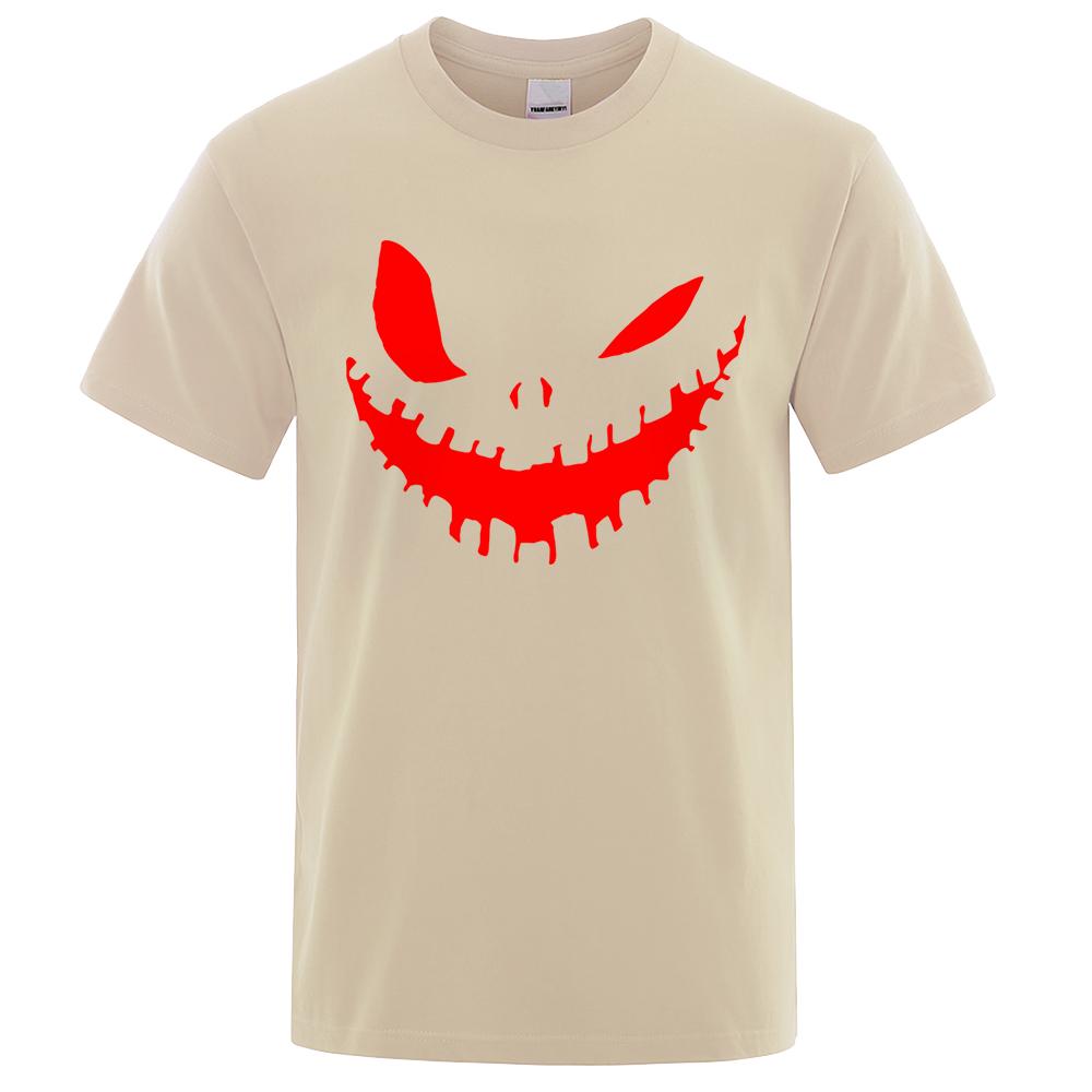 Terrifying Cartoon Demon Smile Print Clothing Men Women High Quality T-Shirt Summer Cotton T-Shirts Oversized Loose Tops Couple
