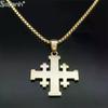 Christian Jerusalem Cross Pendant Necklace For Men Stainless Steel Bible Verse Lord's Prayer Chain Religious Jewelry Collar