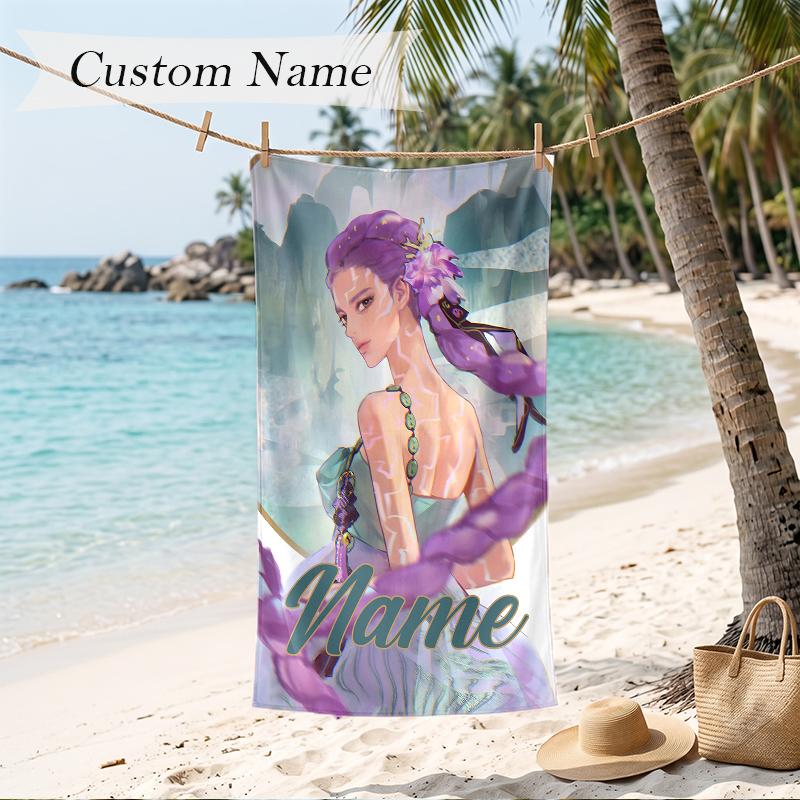 rumi Custom Name Printed Beach Towel Personalized Soft Towel For Swimming Beach Travel