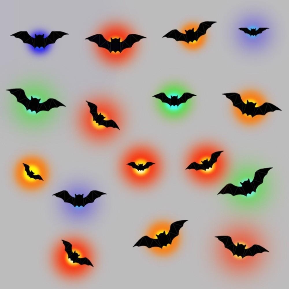 16 Stück 3D Leuchtende LED Fledermauslicht Stereoskopischer Leuchtender Wandaufkleber Fledermaus Wandaufkleber Heimdekoration